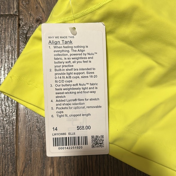 Lululemon align tank in neon yellow color “ELLE” - Picture 4 of 8